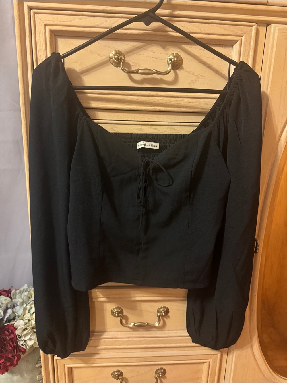 Abercrombie & Fitch Black Tie Front Blouse - Picture 4 of 5